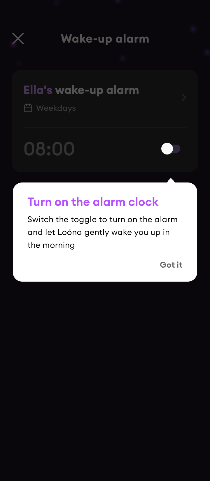  Loona Setting an alarm flow