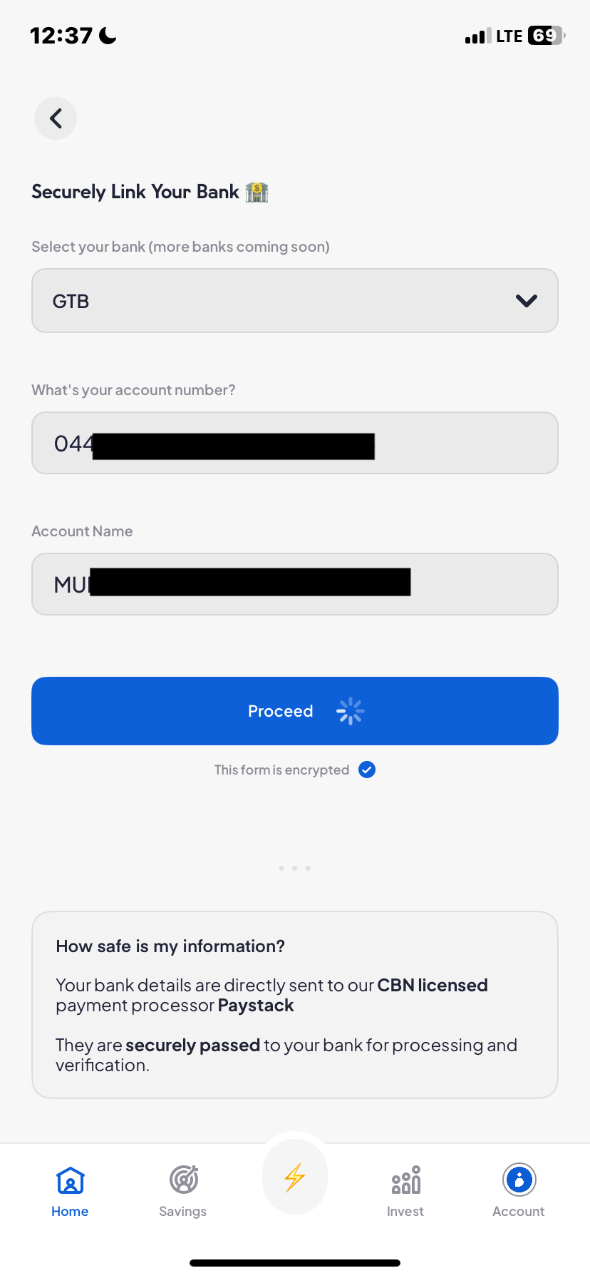  Piggyvest Add Bank Account flow