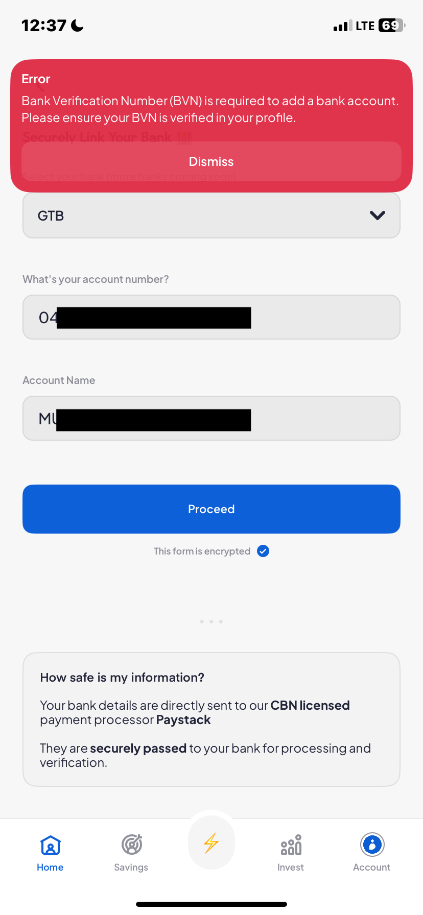  Piggyvest Add Bank Account flow