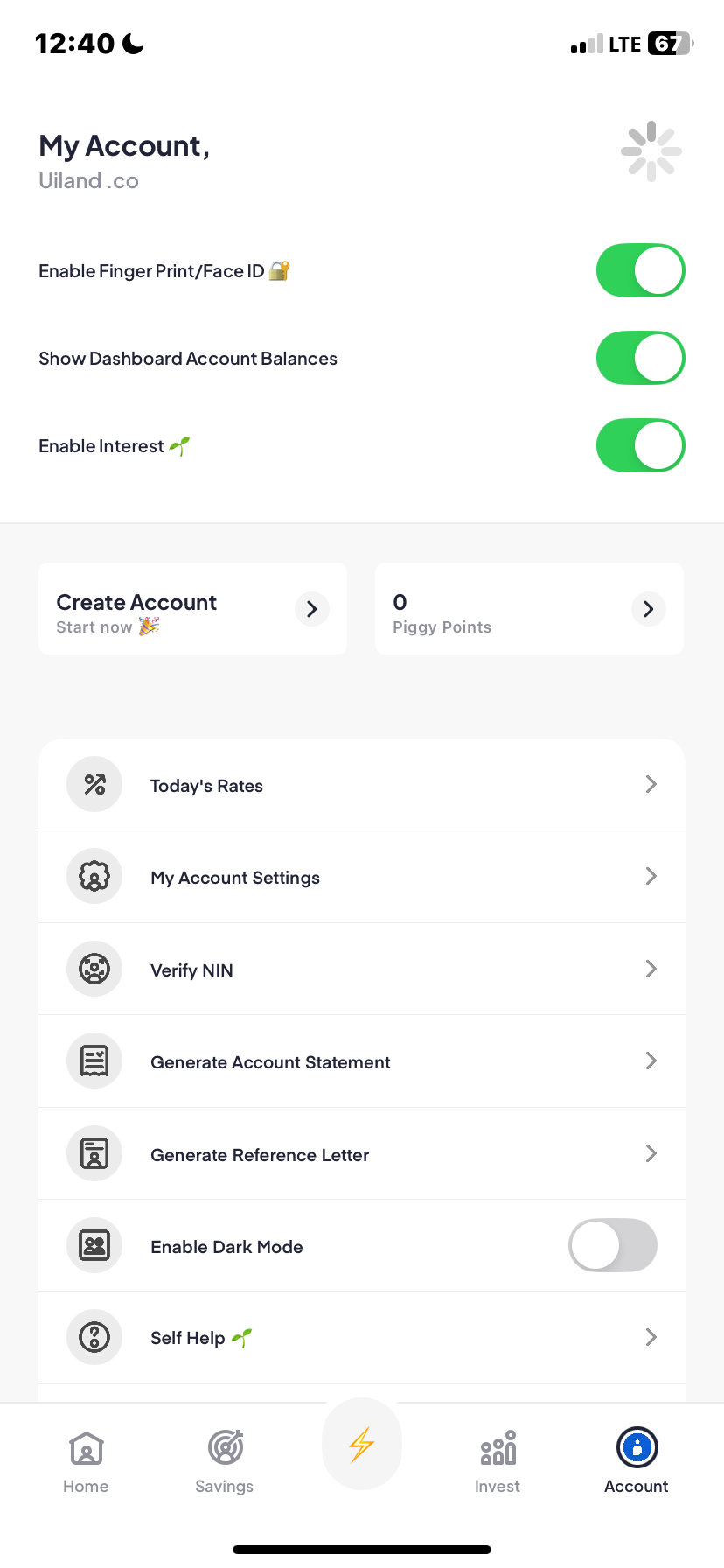  Piggyvest Account Activity flow