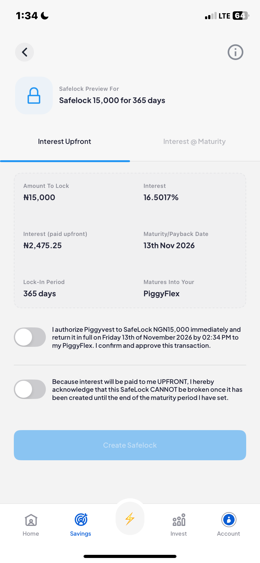  Piggyvest Savings flow