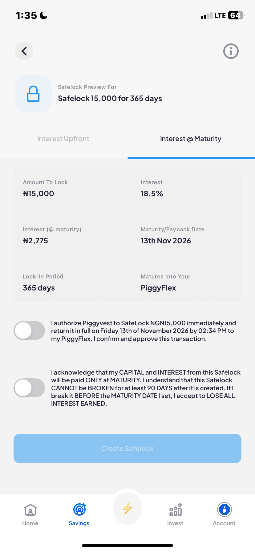  Piggyvest Savings flow