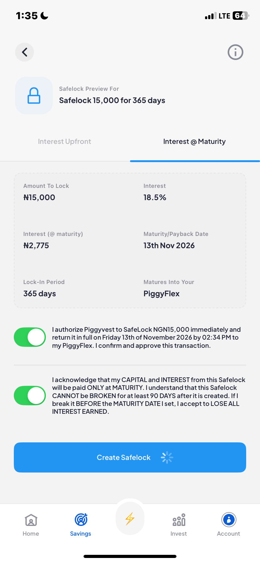  Piggyvest Savings flow