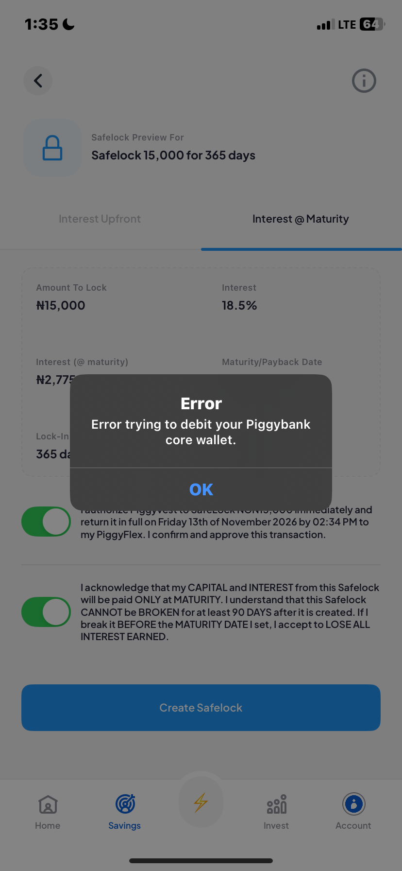  Piggyvest Savings flow