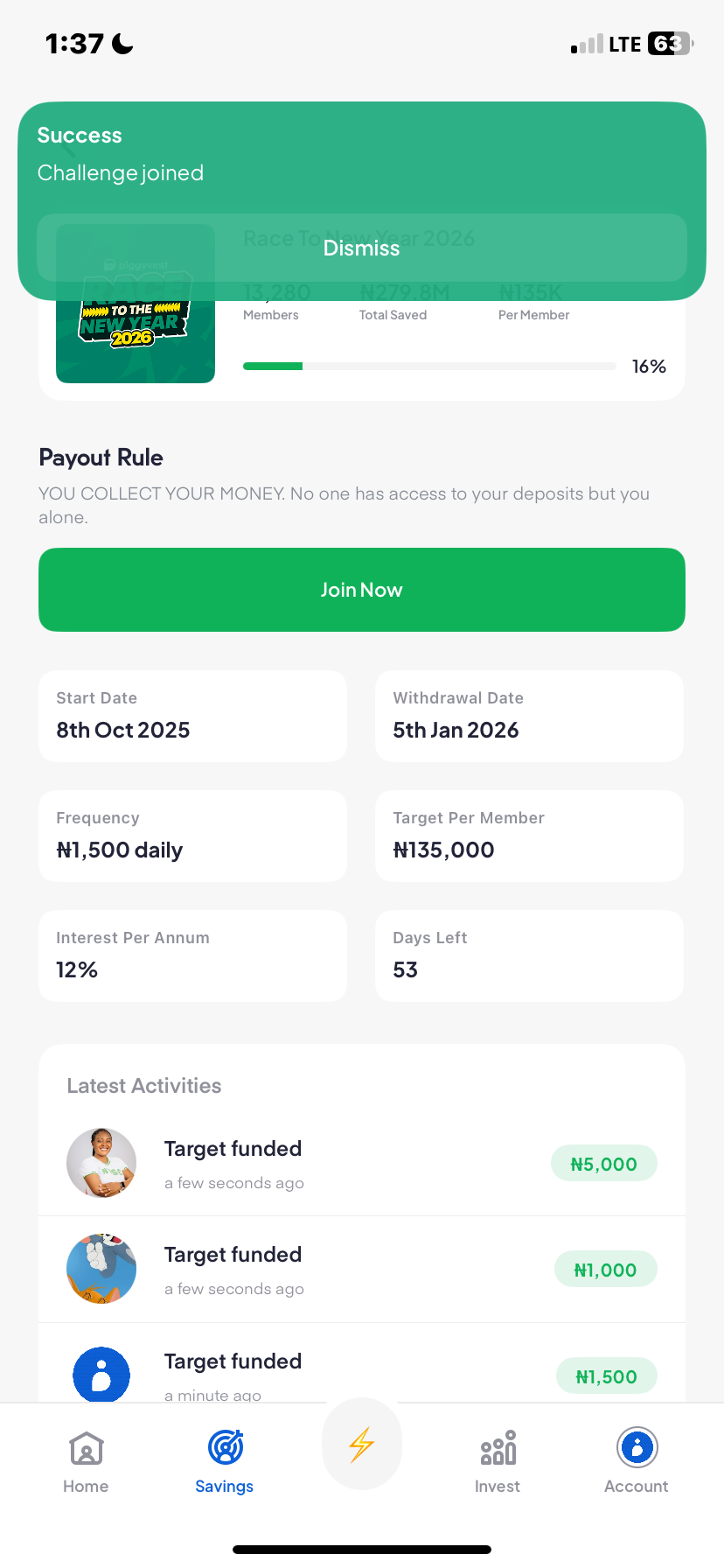  Piggyvest Savings flow