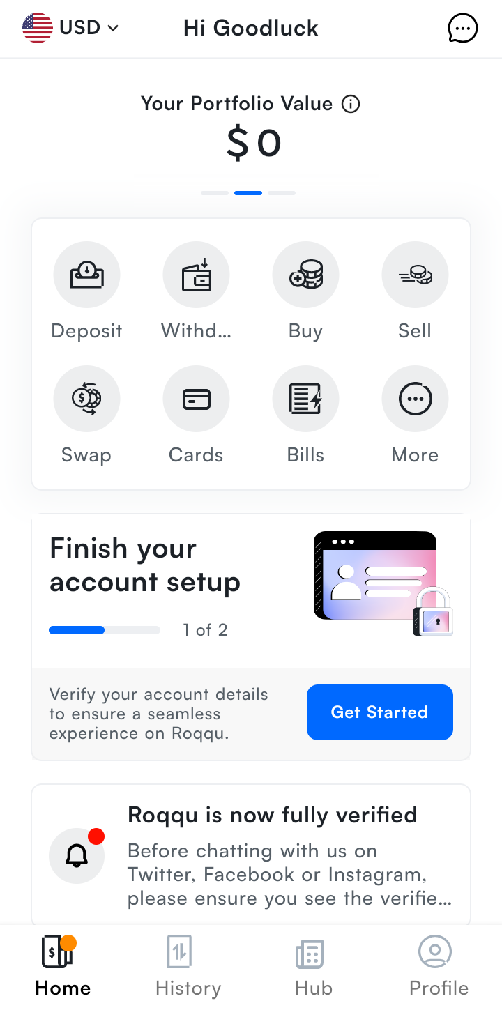  Roqqu Fund Wallet user flow UI screenshot