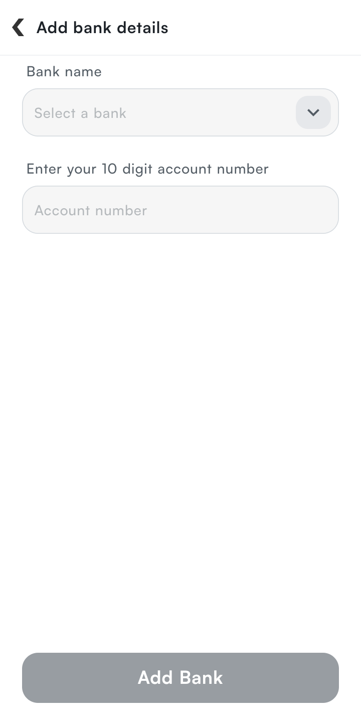  Roqqu Add Bank Account user flow UI screenshot