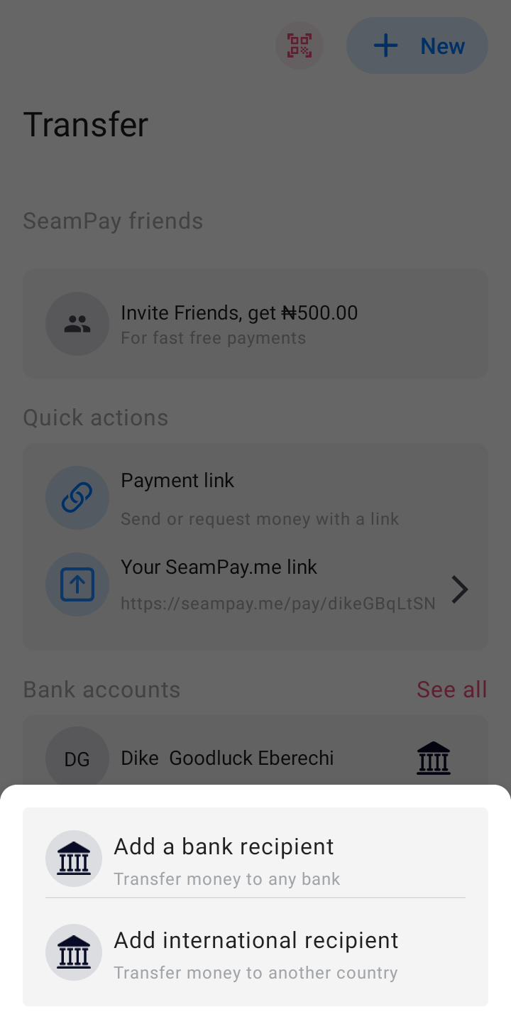  Seampay Send Money user flow UI screenshot