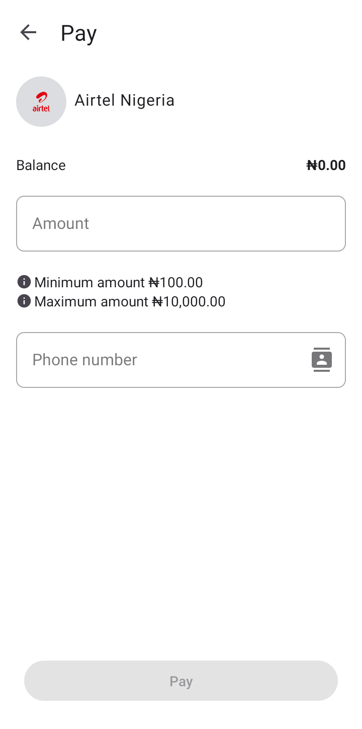  Seampay Purchase Airtime user flow UI screenshot