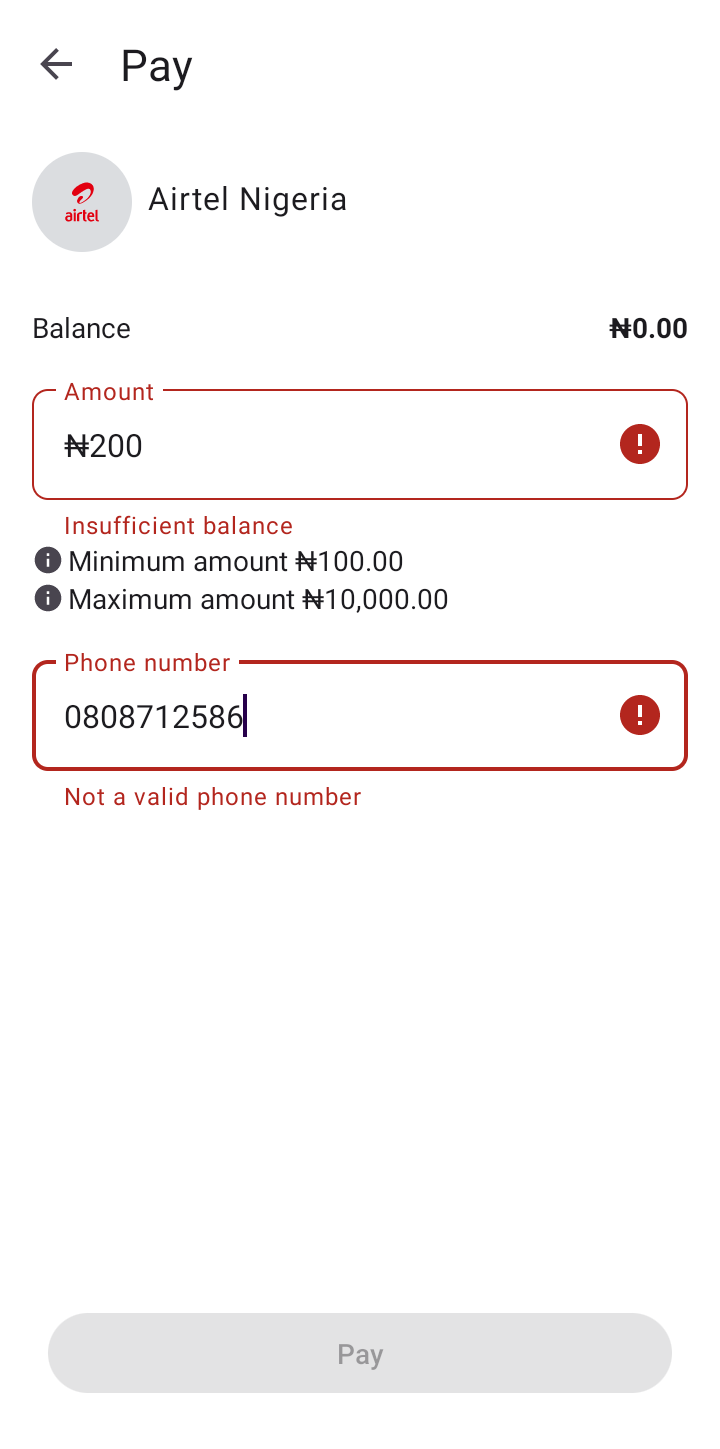 Seampay Purchase Airtime user flow UI screenshot