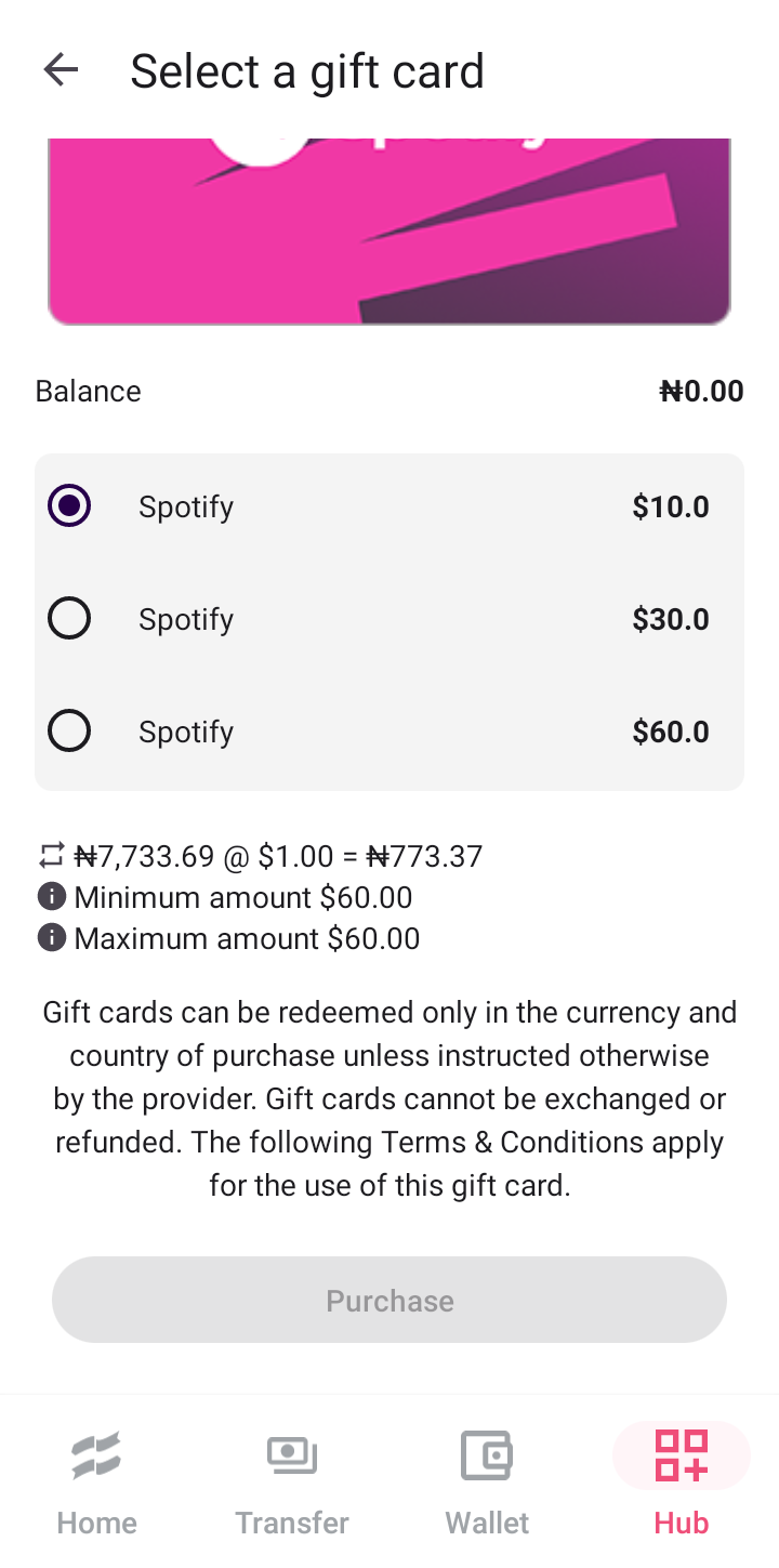  Seampay Gift Card user flow UI screenshot