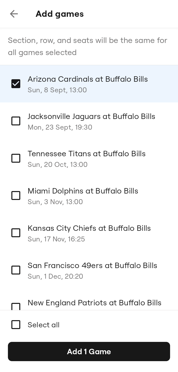  Seatgeek Add tickets flow