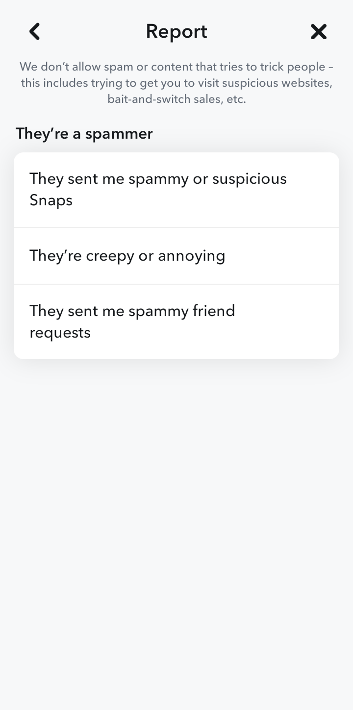  Snapchat Block user flow UI screenshot