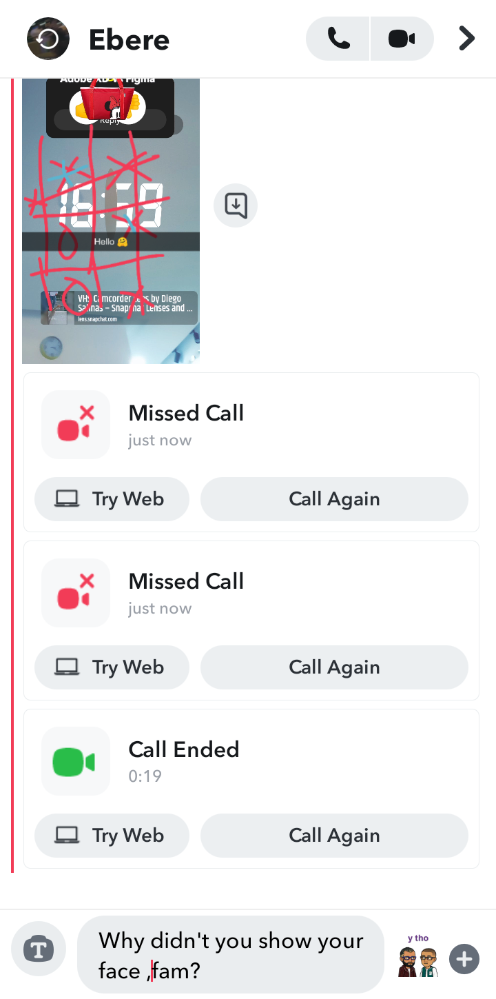  Snapchat Video Call user flow UI screenshot