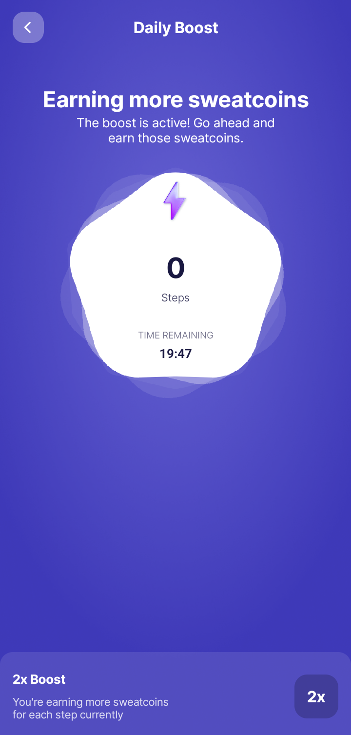  Sweatcoin Starting boost flow