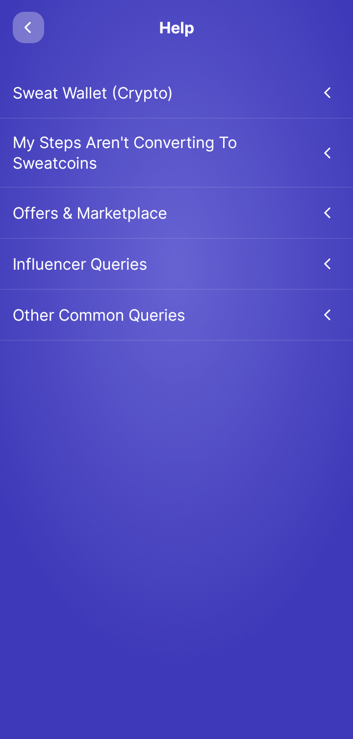  Sweatcoin Help and Support flow