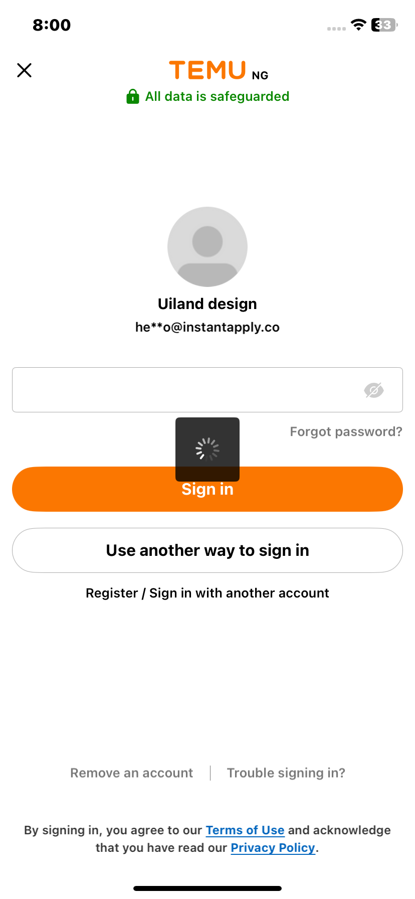 Temu Login Flow Screenshots & UX Patterns | Uiland