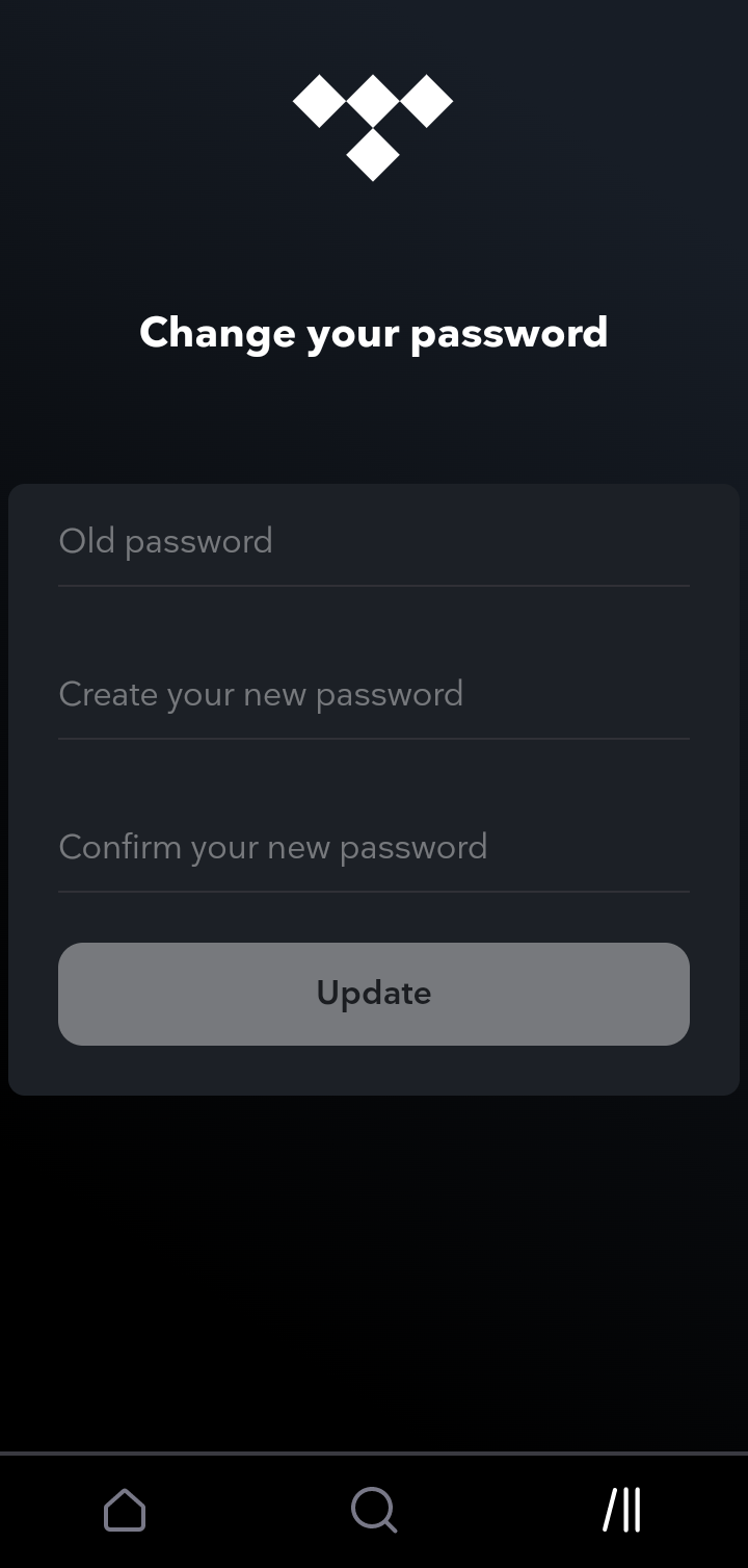  Tidal Change Password flow