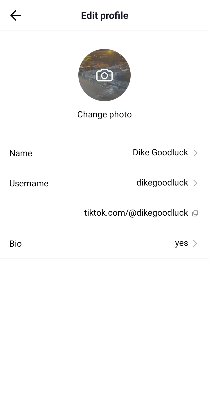  Tiktoklite Edit Profile user flow UI screenshot