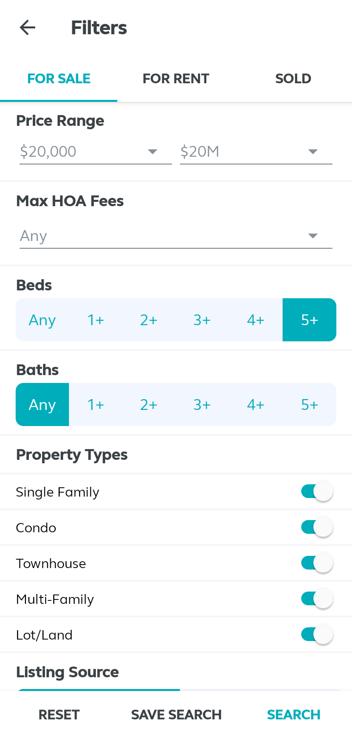  Trulia Filtering  ui screens