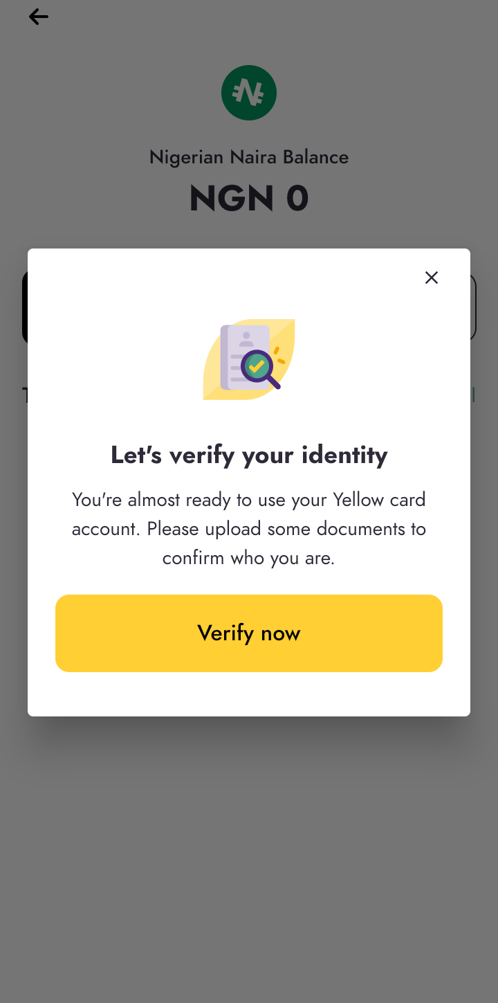  Yellowcard KYC user flow UI screenshot