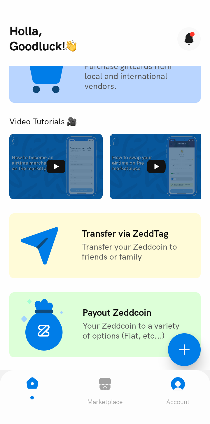  Zeddpay Home user flow UI screenshot