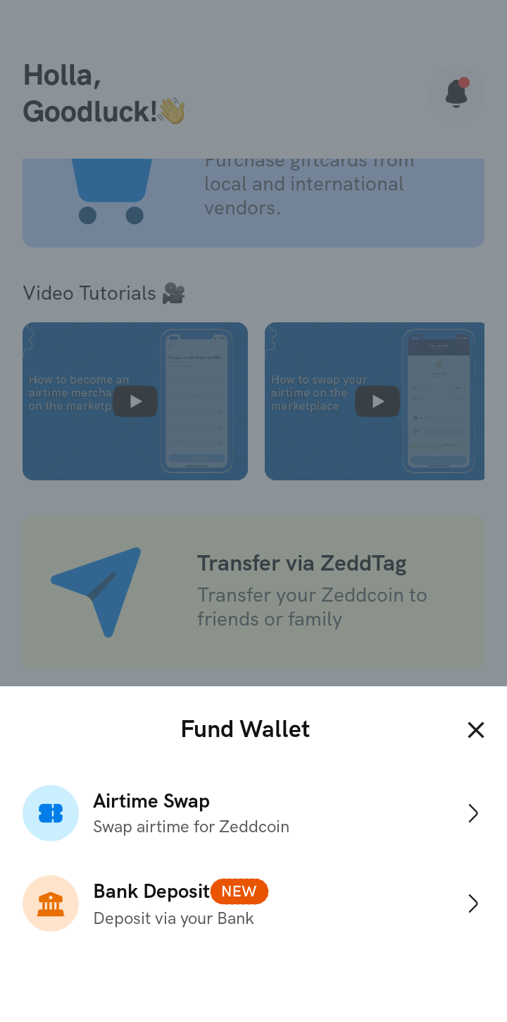  Zeddpay Fund Wallet user flow UI screenshot