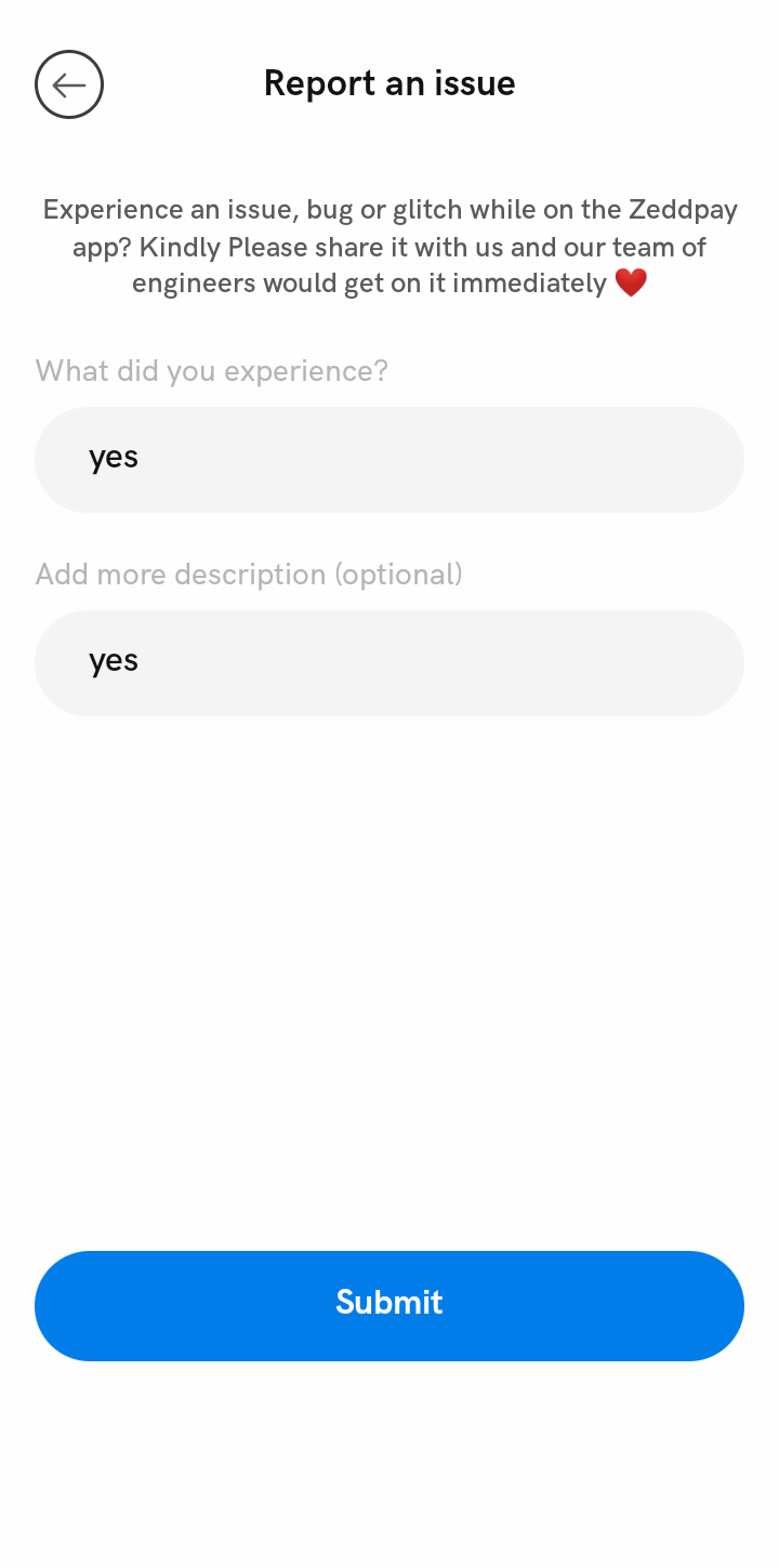  Zeddpay Help and Support user flow UI screenshot